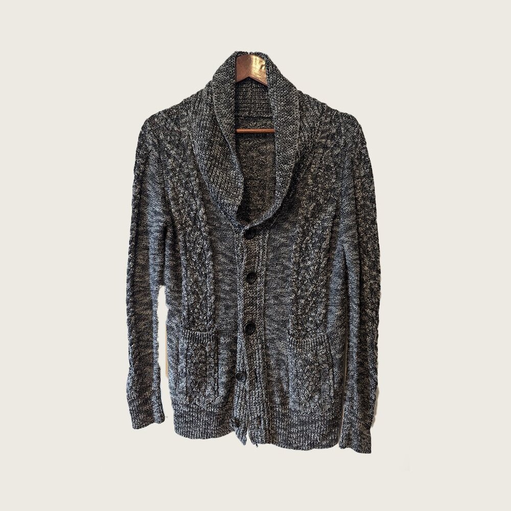 SOPHNET - Cable knit shawl collar linen blend cardigan - Sz S